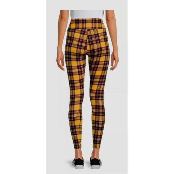 No Boundaries Juniors' Sueded Leggings Yellow Plaid 3XL (21) - Picture 2 of 5